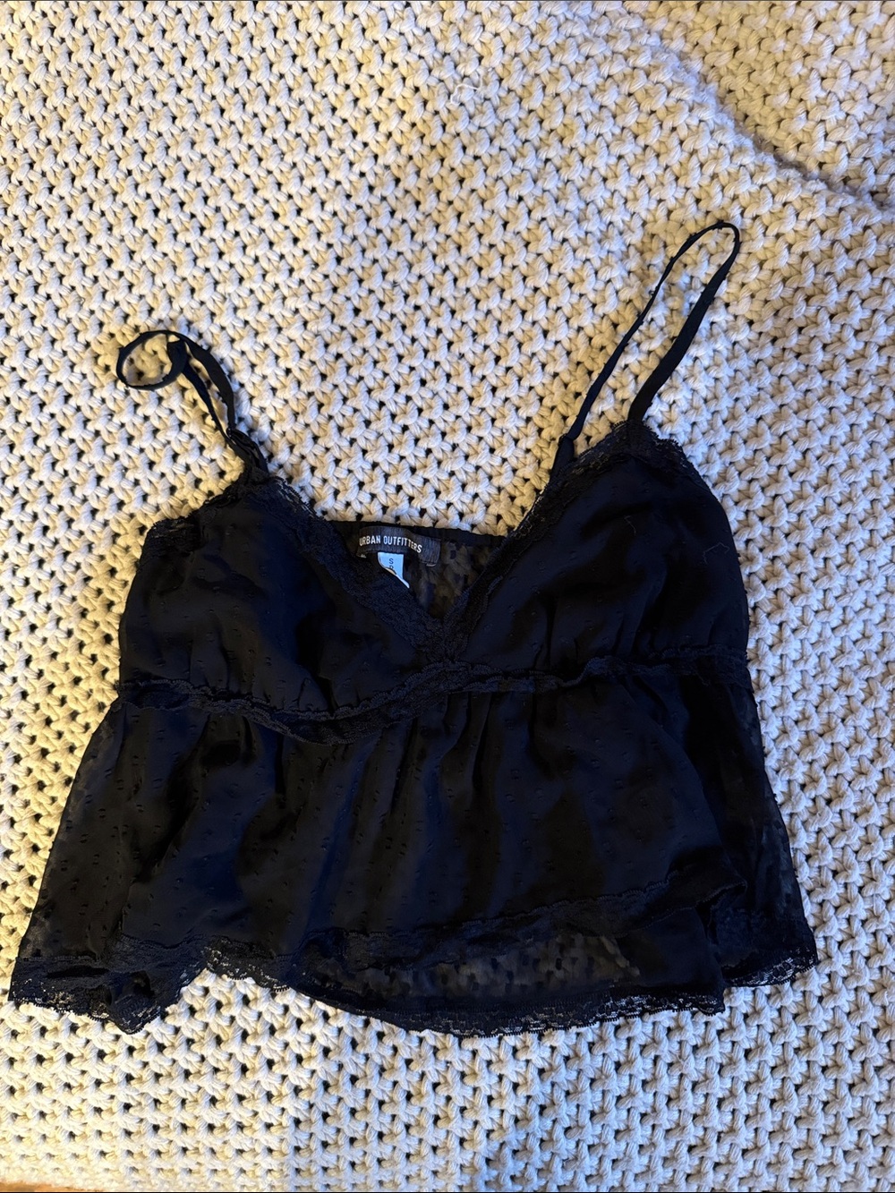 Urban Outfitters Black Lace-Trim Eyelet Camisole